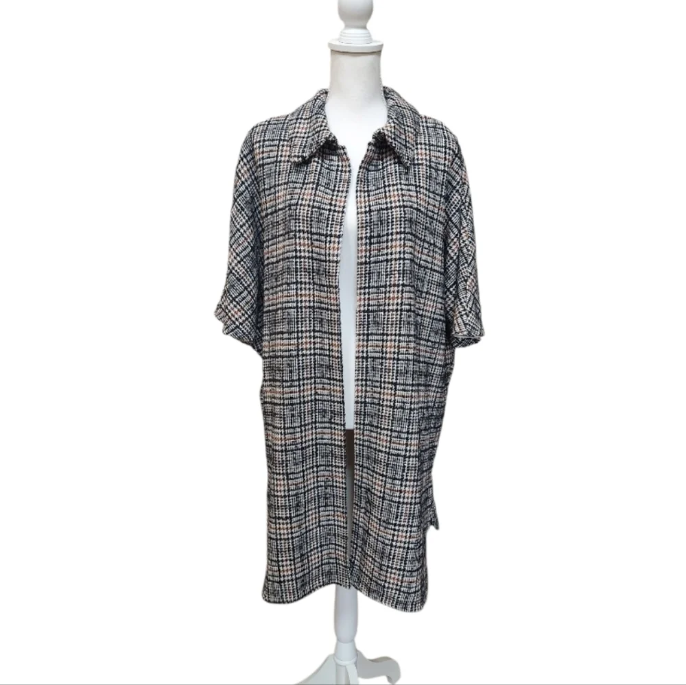 THML NWT Women's Plaid Houndstooth Open Front Jacket/Poncho Combo, Small